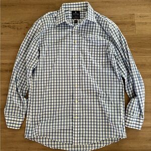 Stafford Blue and White Checkered Button Down Shirt